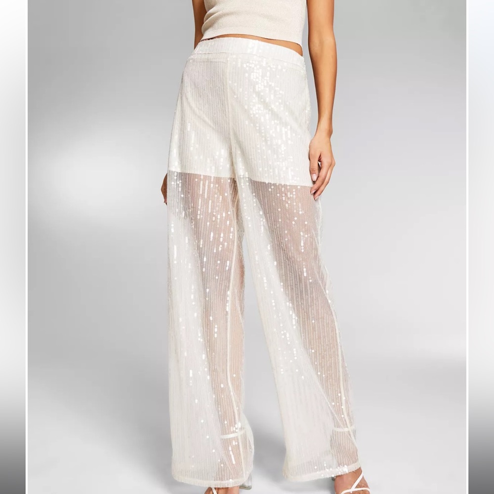 Jeannie Mai X INC Women's Sheer Sequin Pants